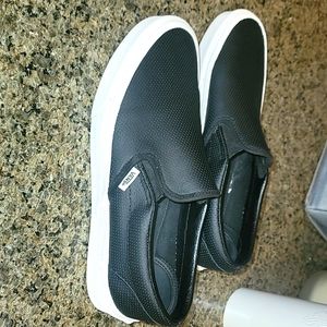 Black leather vans size 8 men's, 9.5 womens